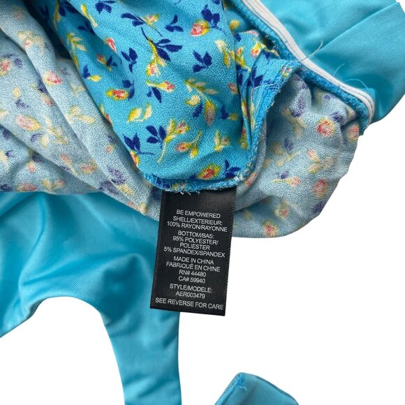 AFRM XL Blue Floral Bodysuit Womens Short Sleeve Button-Front - Picture 4 of 5
